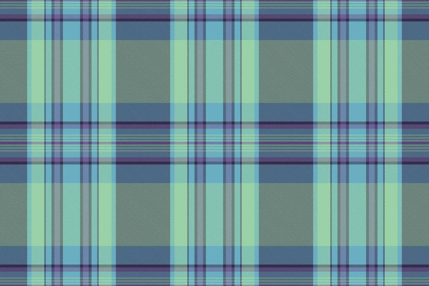 Grungy fabric plaid texture, random background tartan seamless. Usa pattern check textile in indigo and green colors. vector