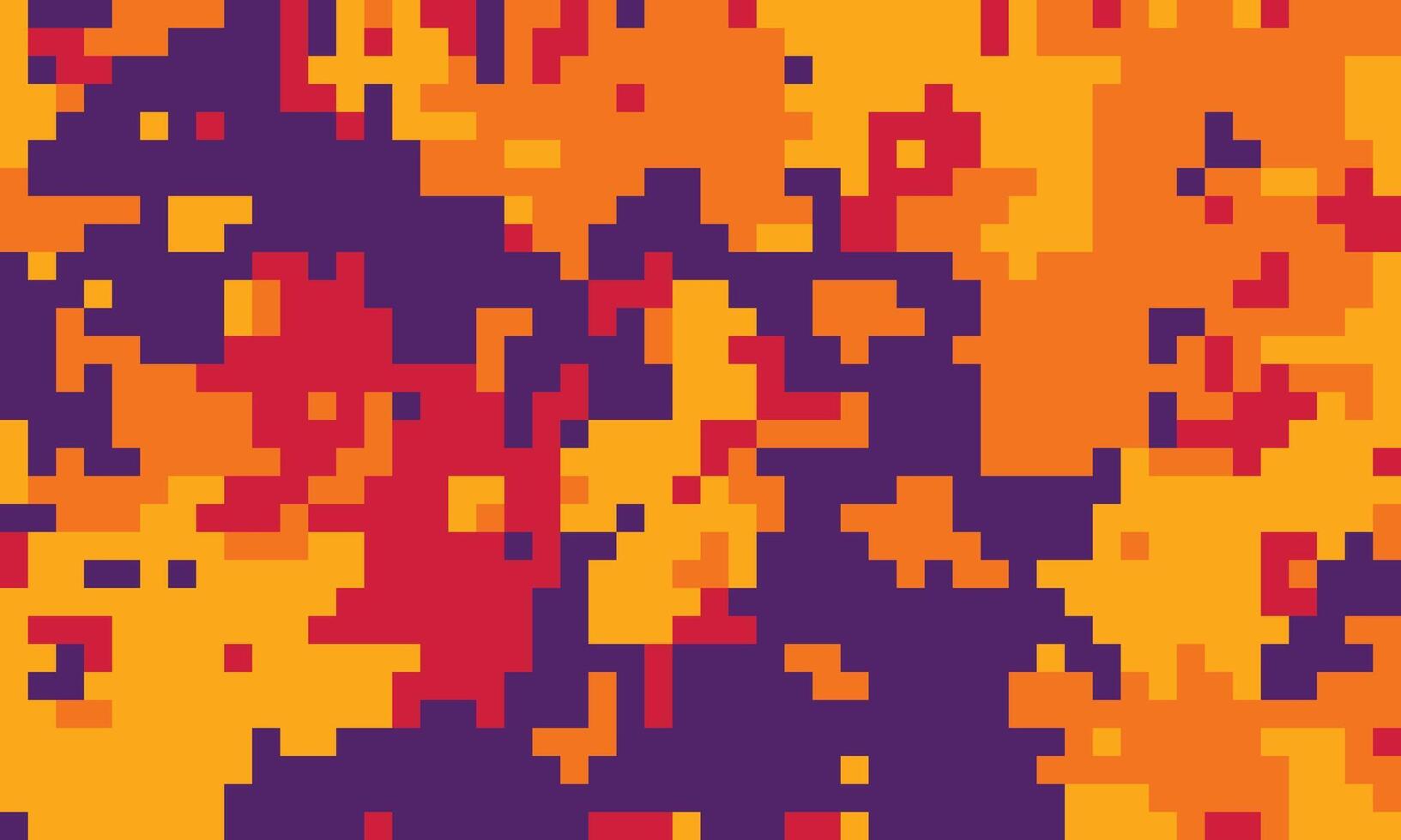 Abstract pixel art background. Vibrant orange, red, and purple hues create a dynamic, energetic design. Ideal for website banners, social media graphics, or textile prints. vector