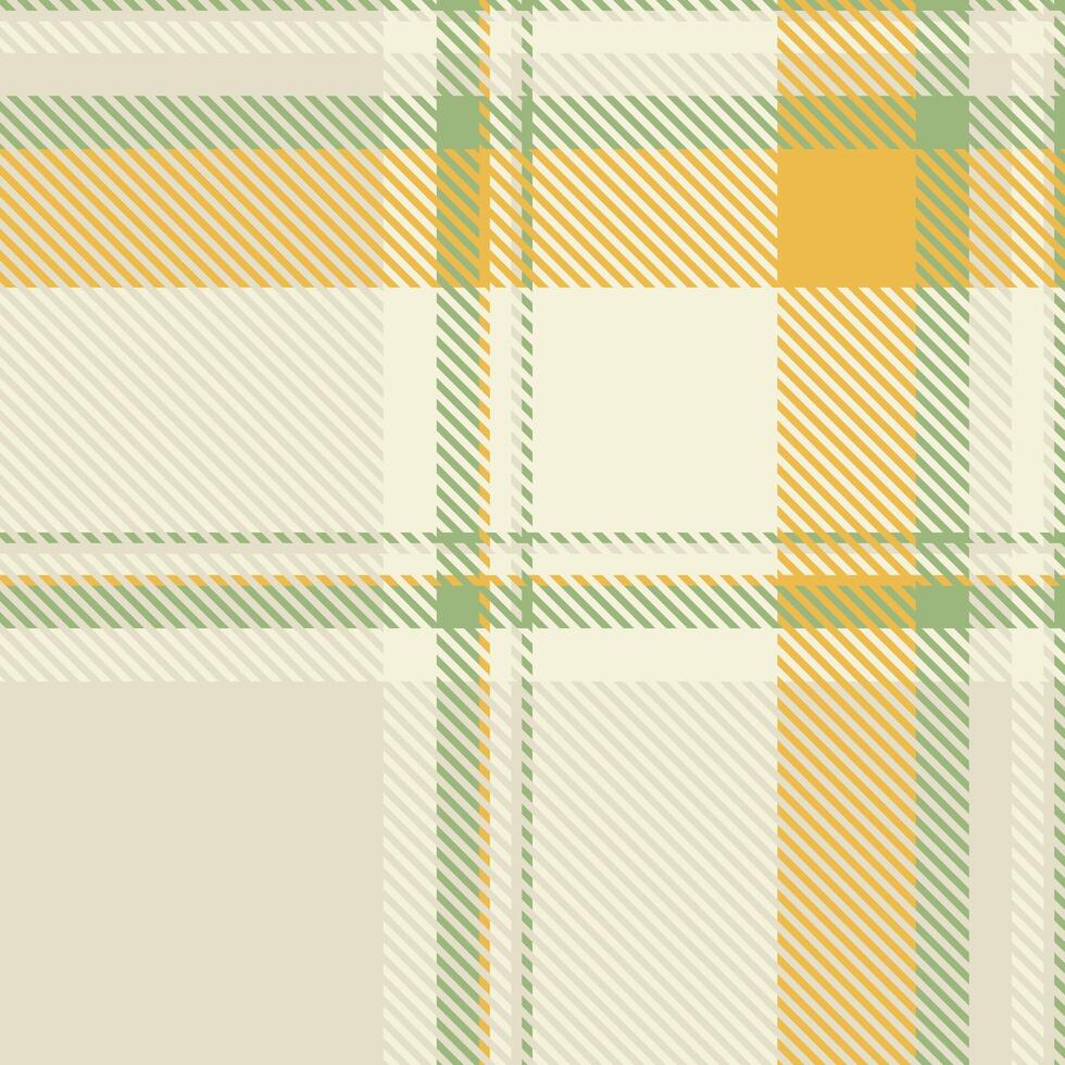 Elegant pastel plaid pattern in soft sage green, creamy beige, and golden yellow hues. Perfect for textile design, website backgrounds, or crafting projects. vector