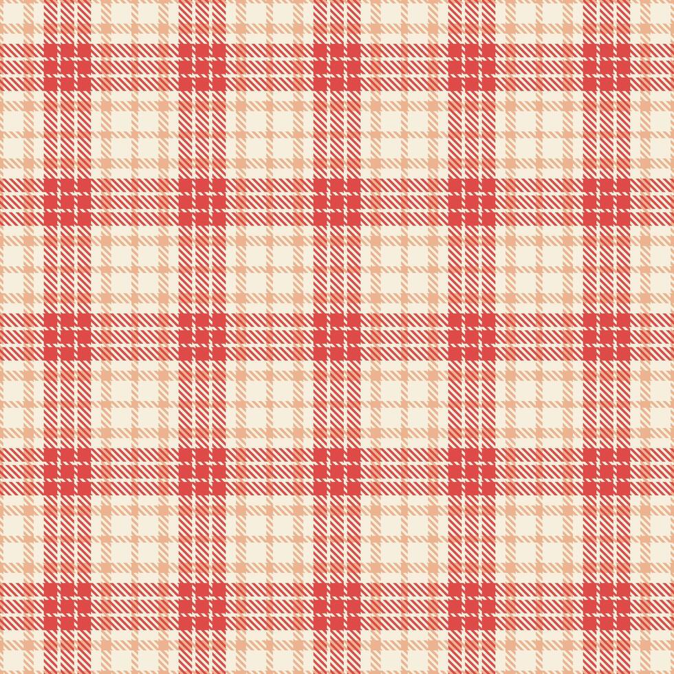 Sofa pattern fabric, quilted check tartan textile. Decoration texture background plaid seamless in antique white and red colors. vector