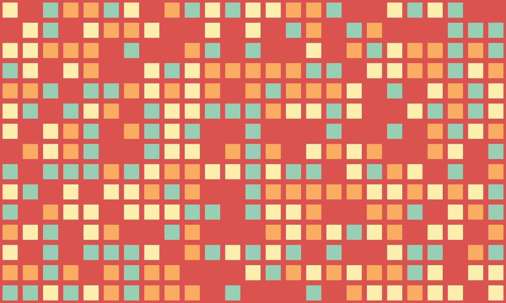 Abstract geometric background featuring a vibrant mosaic of pastel squares on a reddishbrown backdrop. vector