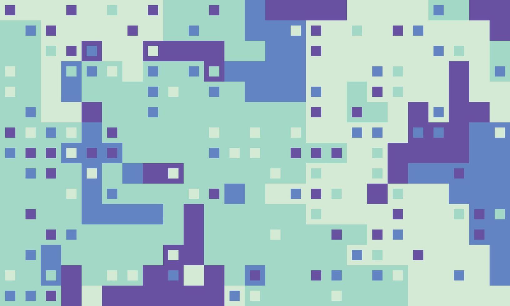 Abstract pixel art background. Vibrant blue, purple, and mint green squares create a dynamic, energetic design. vector