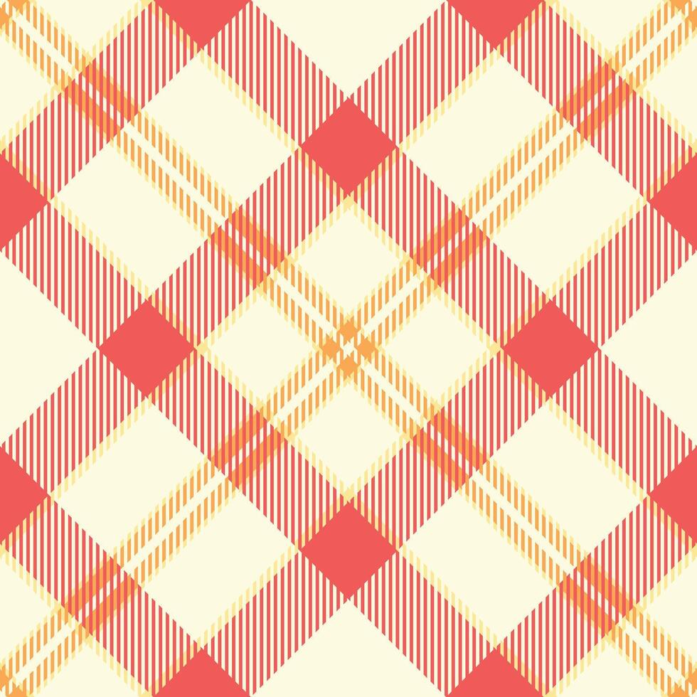 Harmony texture seamless , satin textile fabric tartan. Setting pattern background plaid check in light yellow and red colors. vector