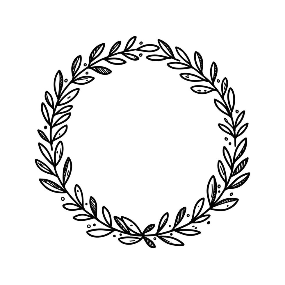 Simple round frame made of leaves vector