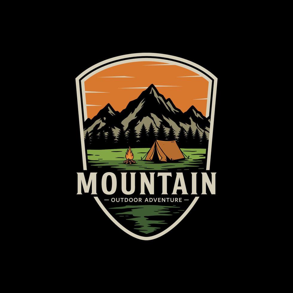 Outdoor mountain adventure logo badges vector