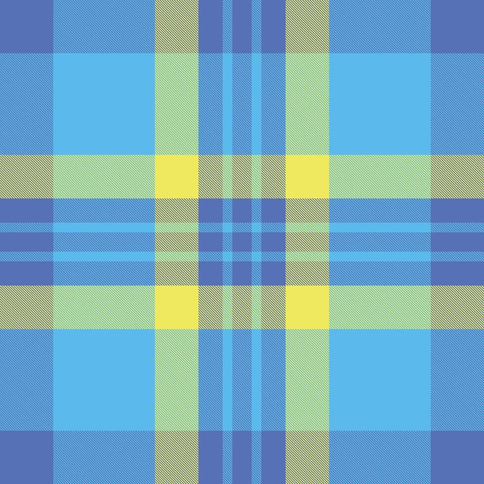 Vibrant pastel plaid pattern in cheerful blue, yellow, and green hues. Perfect for textile design, website backgrounds, or creating a summery, optimistic mood. vector