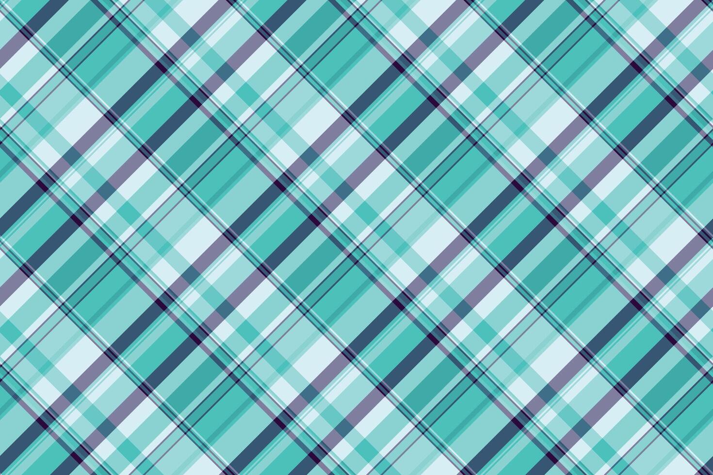 Long plaid fabric background, geometry tartan seamless textile. Heritage pattern texture check in teal and cyan colors. vector