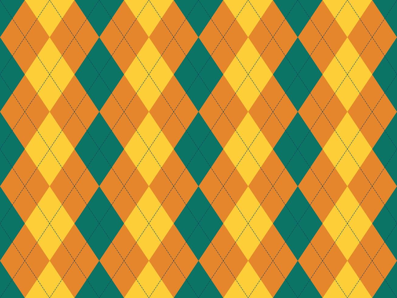Vibrant argyle pattern in teal, gold, and burnt orange. A classic yet modern design perfect for backgrounds, textiles, or branding. This seamless texture evokes feelings of sophistication and style. vector
