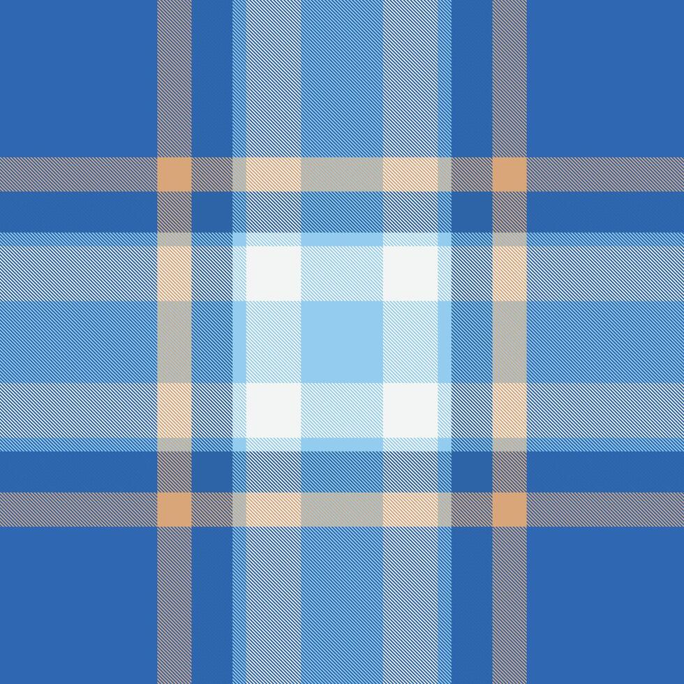 Long seamless fabric tartan, patterned pattern check. Gift paper plaid texture background textile in blue and cyan colors. vector