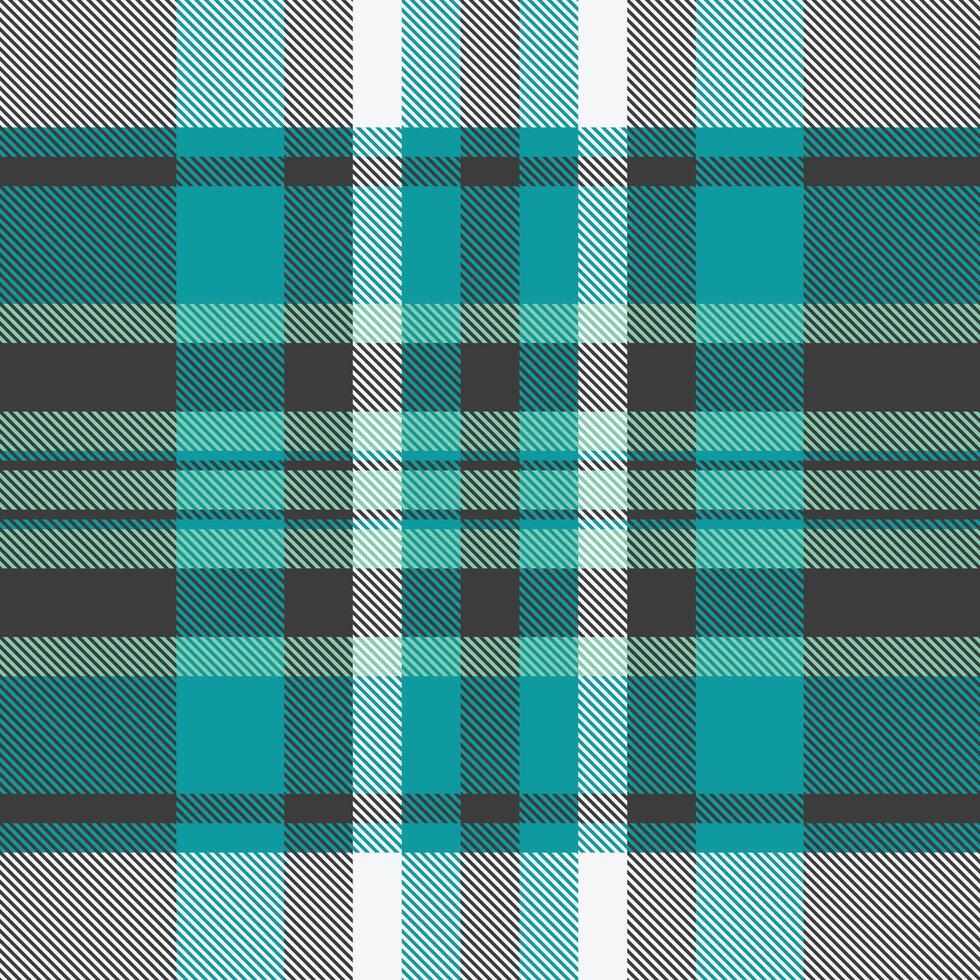 Square seamless background, modern tartan texture check. Infinity plaid pattern textile fabric in grey and cyan colors. vector