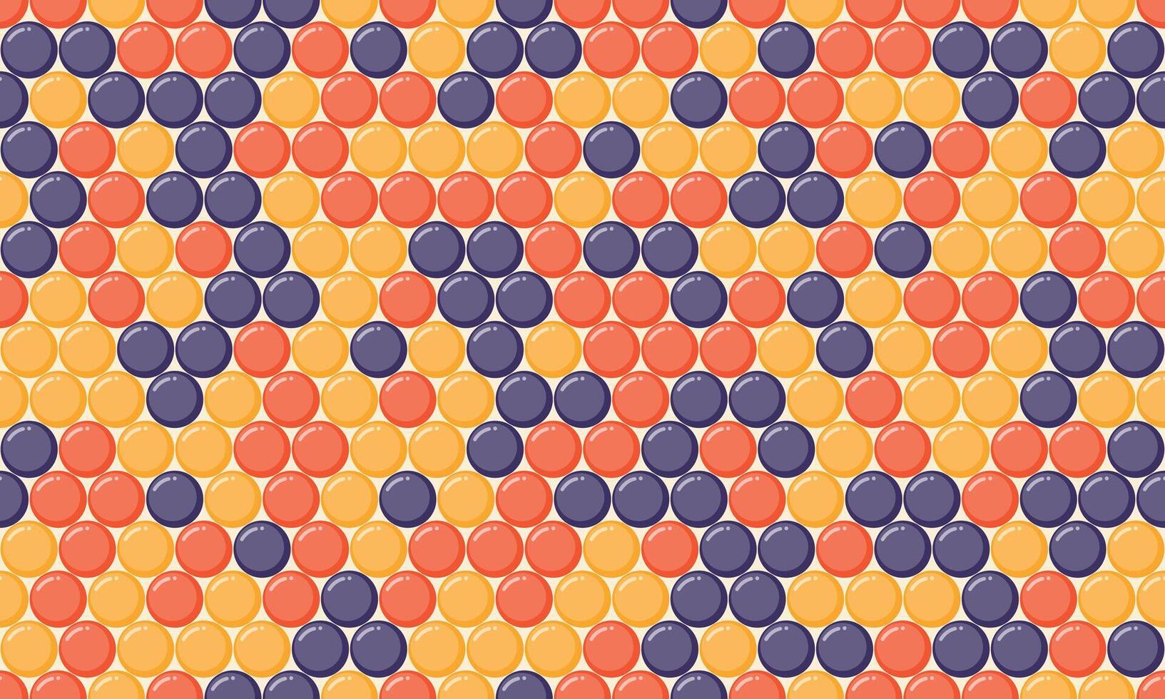 Abstract geometric pattern featuring vibrant orange, yellow, and purple circles arranged in a dynamic diagonal design. vector