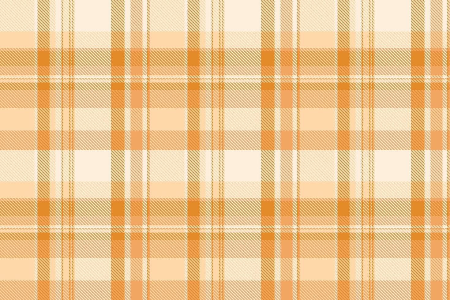 Serene plaid background, 1960s tartan texture pattern. Sheet seamless fabric check textile in orange and antique white colors. vector