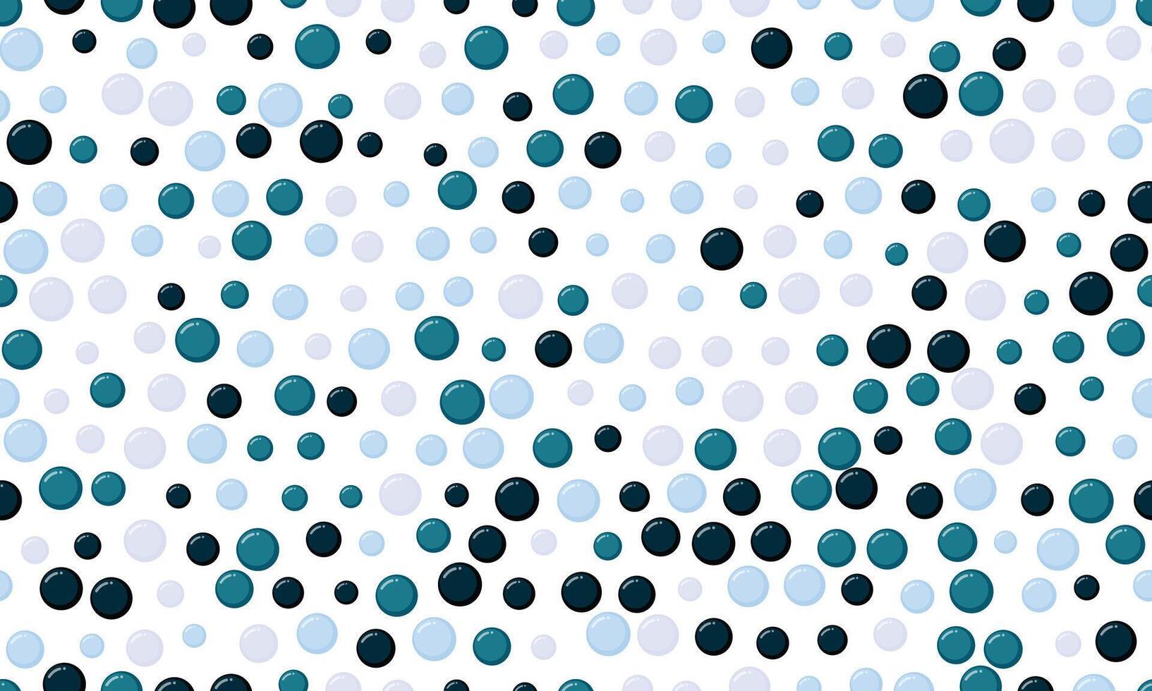 Abstract seamless pattern of teal, dark blue, and light blue circles on white background. Perfect for website backgrounds, textile design, or playful branding. vector