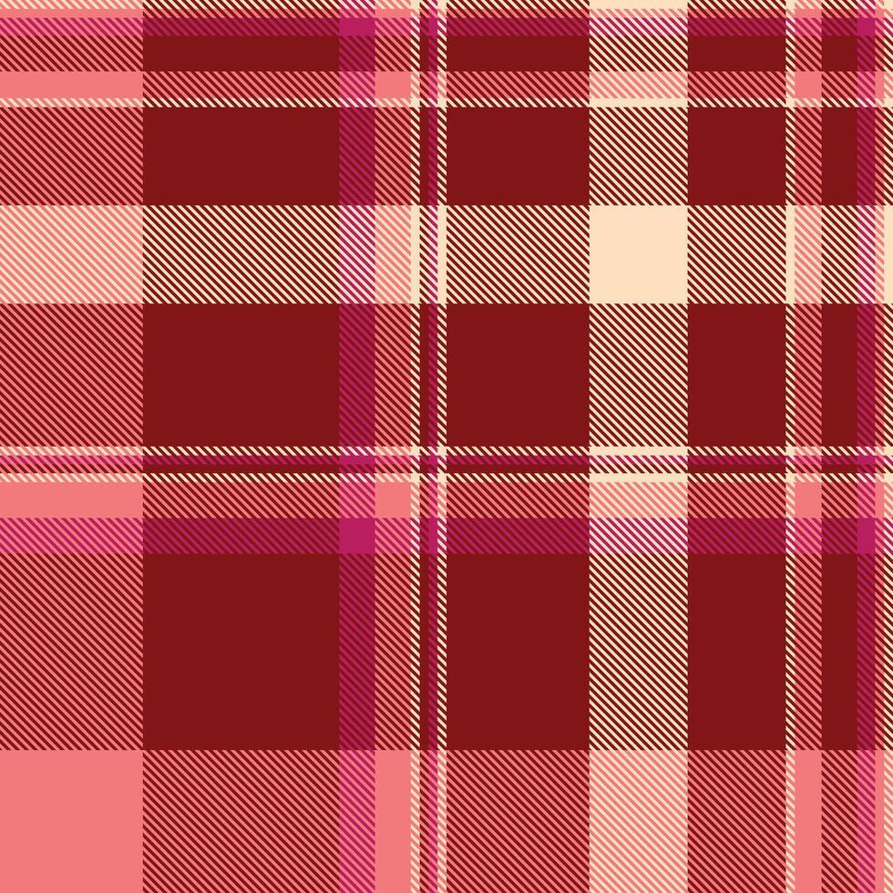 Plain plaid seamless fabric, woman check texture. Tailor pattern textile tartan background in maroon and red colors. vector
