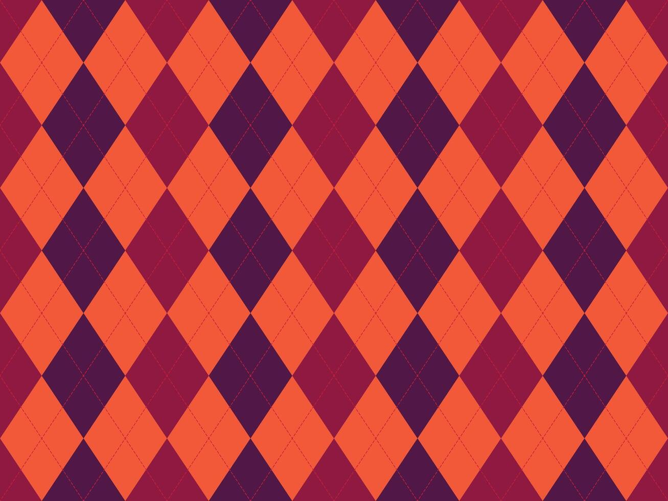 Vibrant argyle pattern in autumnal hues. Perfect for fallthemed designs, backgrounds, or textiles. The rich orange and deep purple create a sophisticated yet playful aesthetic. vector