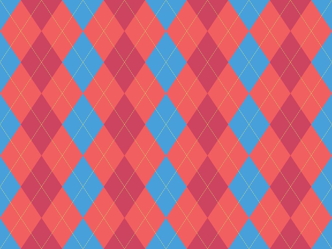 Vibrant argyle pattern in coral, blue gold. Perfect for textile designs, website backgrounds, or playful branding. vector