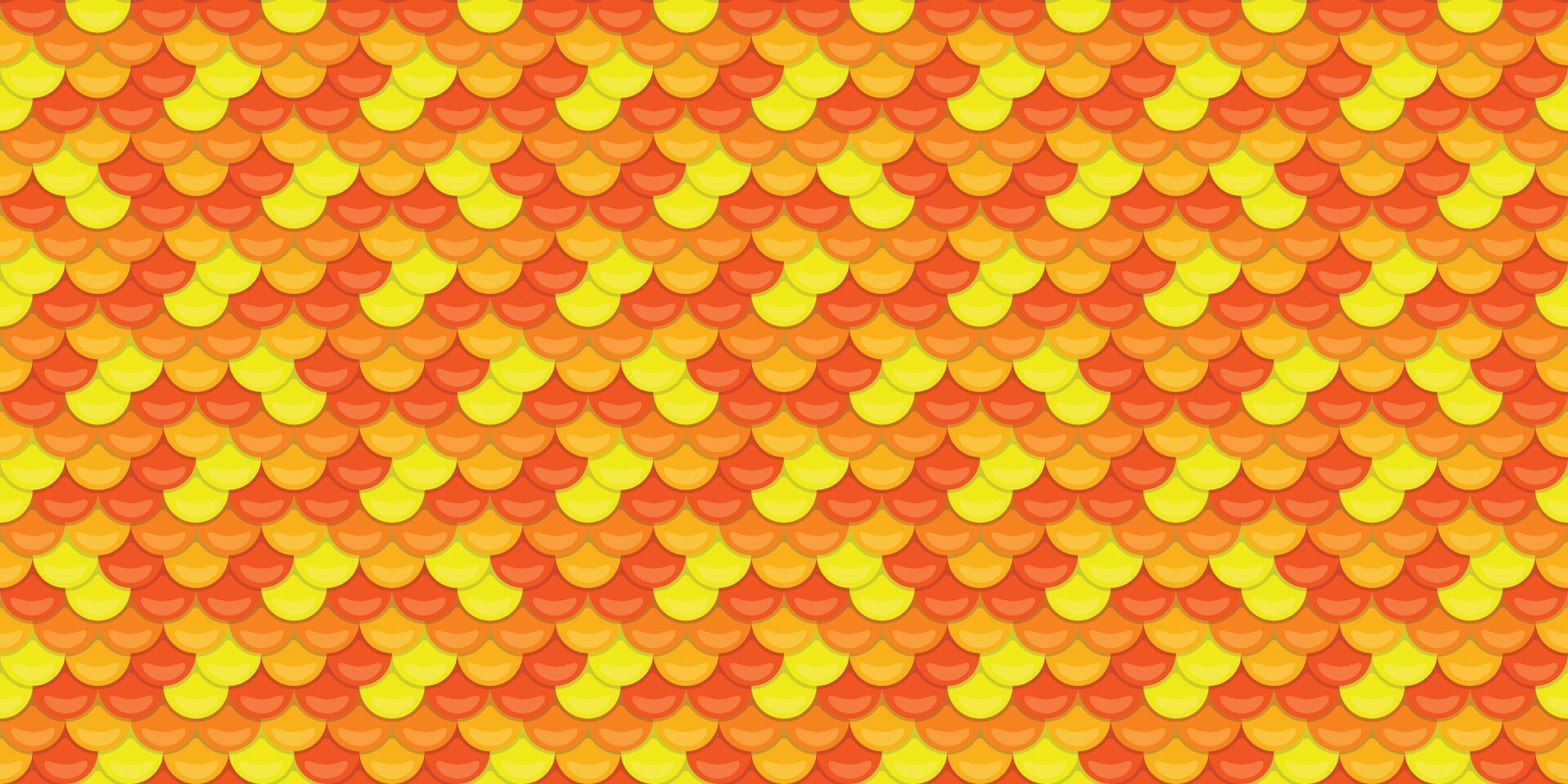 Vibrant, seamless pattern of overlapping scales in warm orange and yellow hues. Ideal for backgrounds, textiles, or any design needing a textured, sunny aesthetic. vector