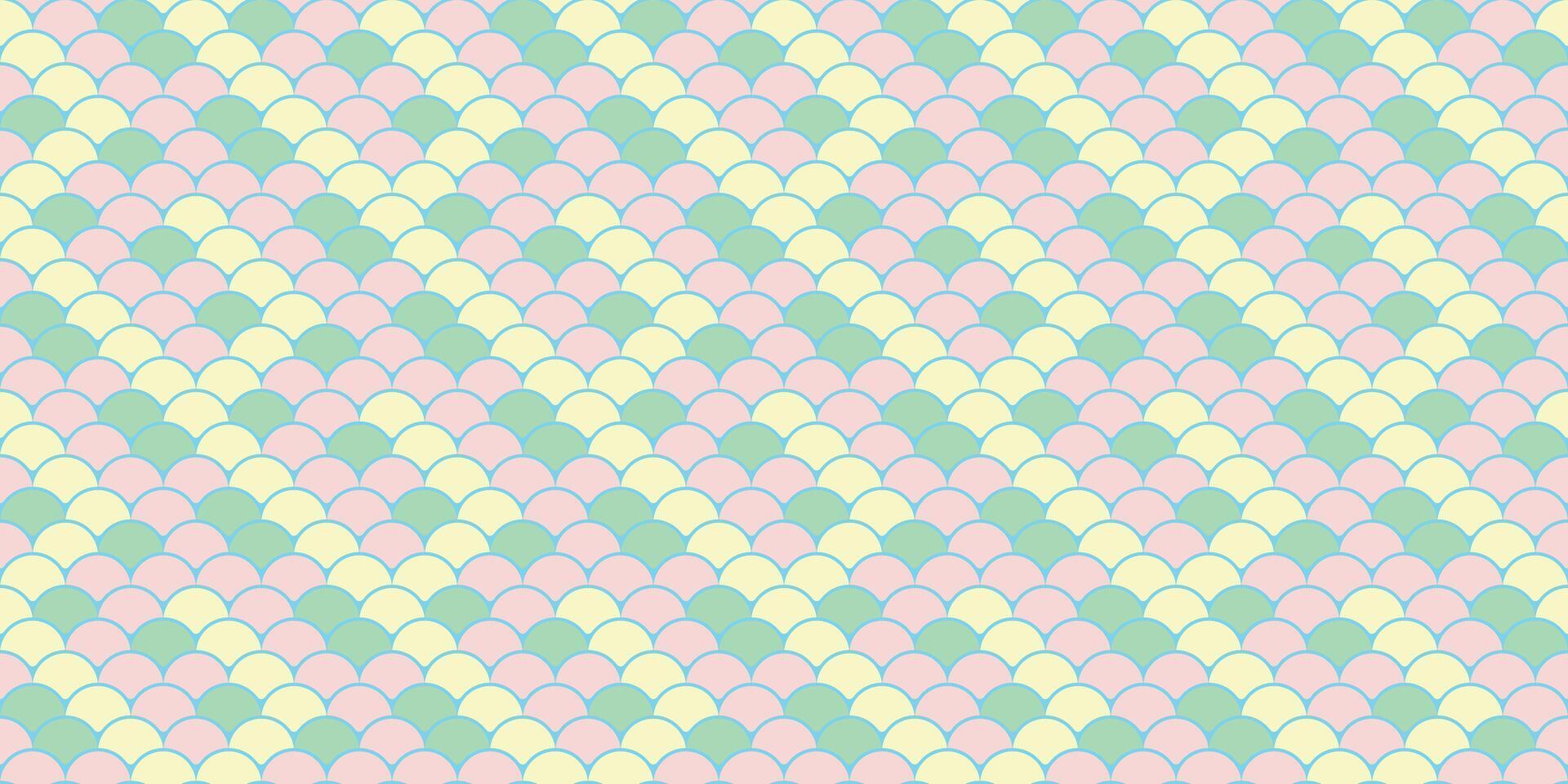 Pastel pink, mint green, and pale yellow scales create a charming, seamless pattern. Perfect for backgrounds, textiles, or branding, this design evokes a sense of tranquility and playful femininity. vector