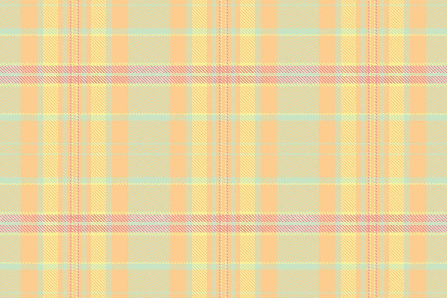 Soft pastel plaid pattern in peach, mint, and beige. Ideal for textile design, fashion, home decor, or website backgrounds. This delicate, seamless texture evokes feelings of warmth and serenity. vector