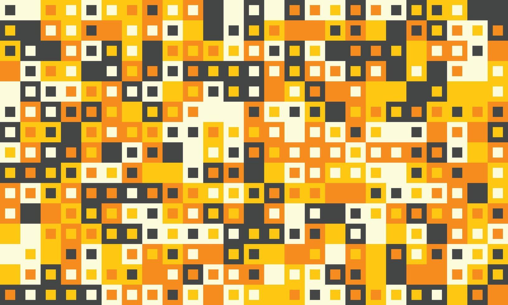 Abstract geometric pattern featuring vibrant yellow, orange, and dark gray squares. Ideal for website backgrounds, textile prints, or modern design projects. vector