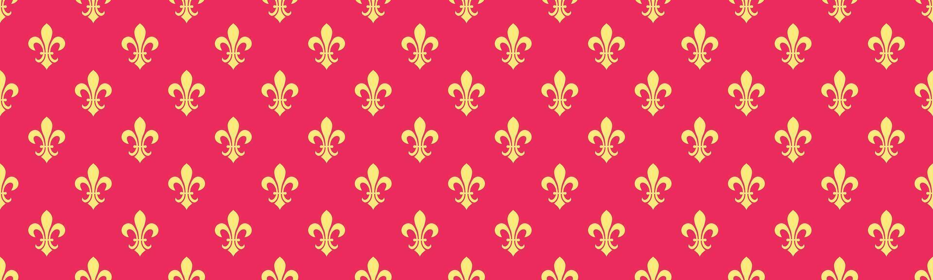 A red and yellow pattern with a golden fleur de lis vector