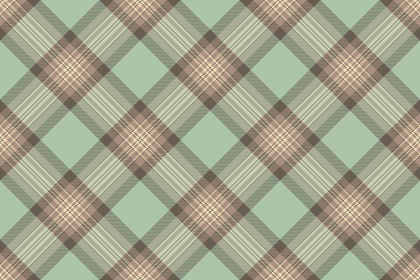 Elegant seamless pastel plaid pattern. Subtle color palette of mint green, beige, and brown creates a sophisticated, versatile design ideal for textiles, websites, or packaging. vector