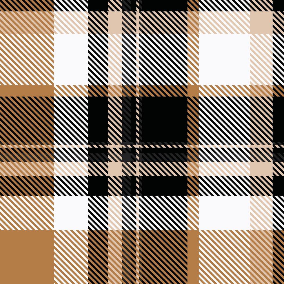 Elegant brown, black, and white plaid pattern. Perfect for textile design, fashion, website backgrounds, or any project needing a sophisticated and stylish geometric texture. vector