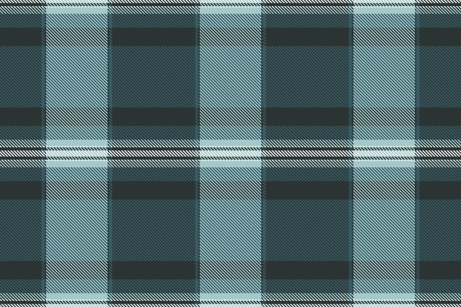 Seamless teal and dark gray plaid pattern. Perfect for textile design, website backgrounds, or fashion projects. Evokes a sense of calm sophistication and timeless style. vector