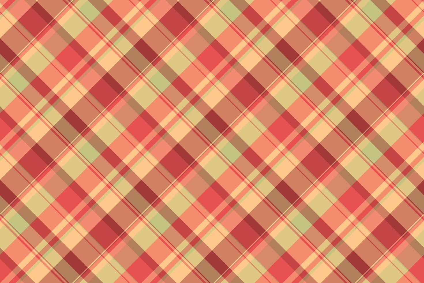 Color check plaid texture, handsome textile pattern. Design tartan seamless background fabric in orange and red colors. vector