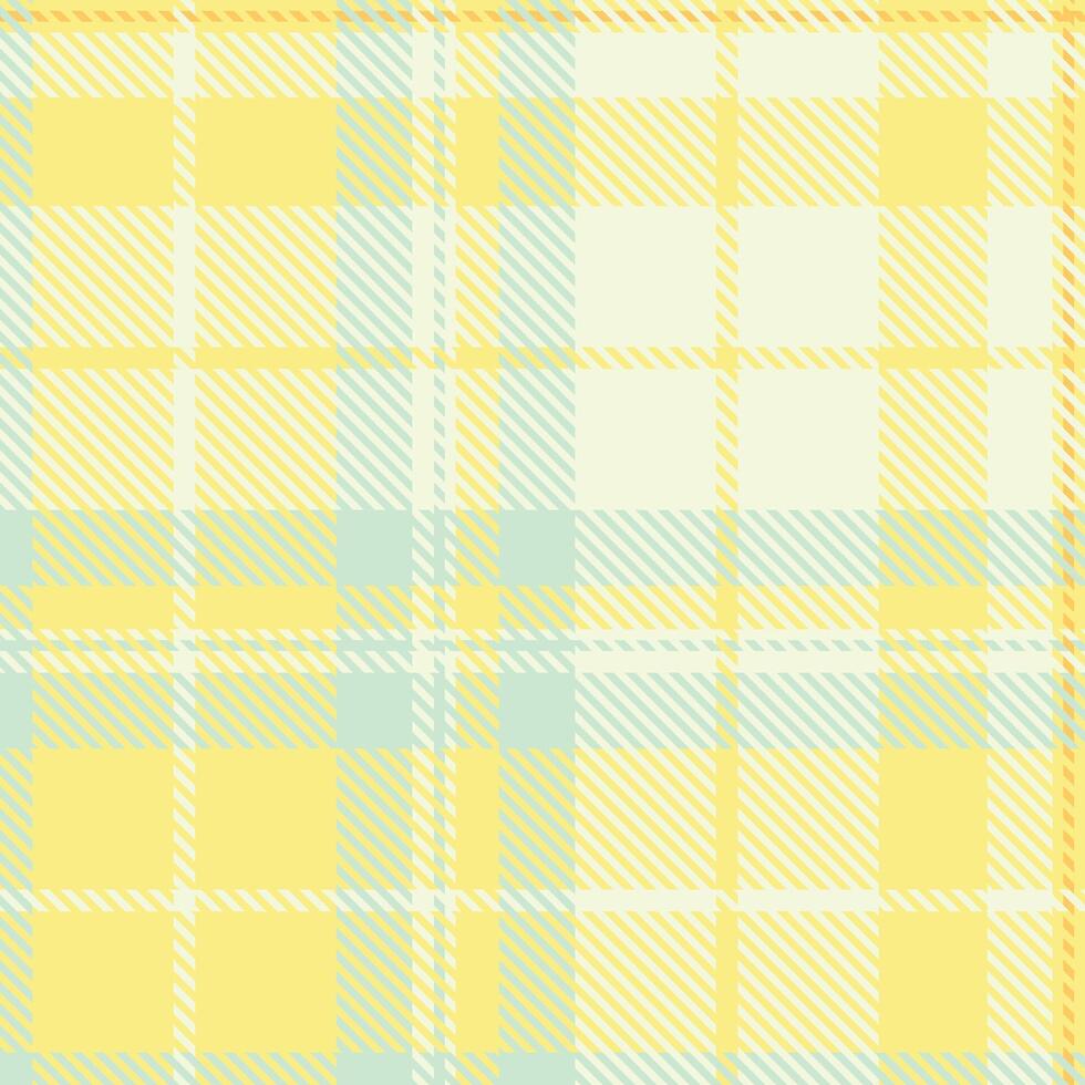 Soft pastel yellow and mint green plaid pattern. Ideal for backgrounds, textile designs, and springsummer themes. Evokes feelings of freshness, calmness, and gentle optimism. vector