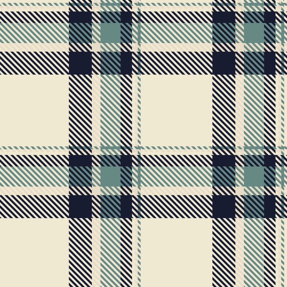 Elegant cream, navy, and teal plaid pattern. Perfect for textile design, fashion, or website backgrounds. This sophisticated repeat texture evokes warmth and style. vector
