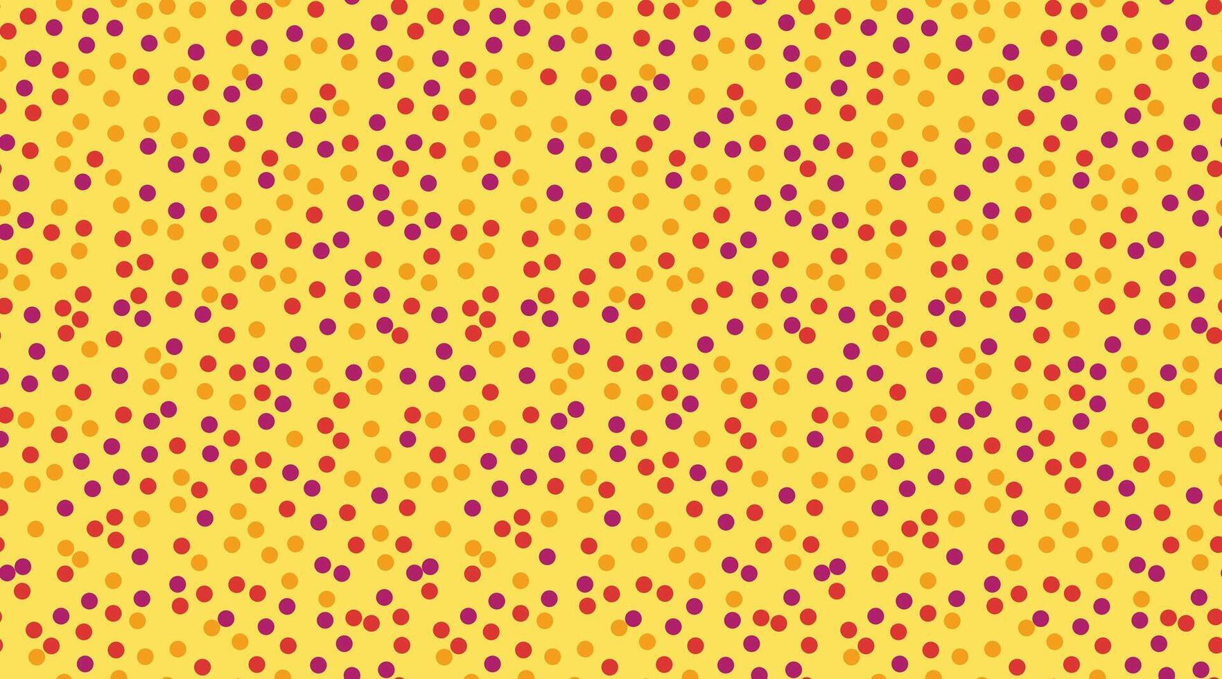 Vibrant abstract background featuring a playful scatter of red, orange, and purple dots on a sunny yellow backdrop. vector
