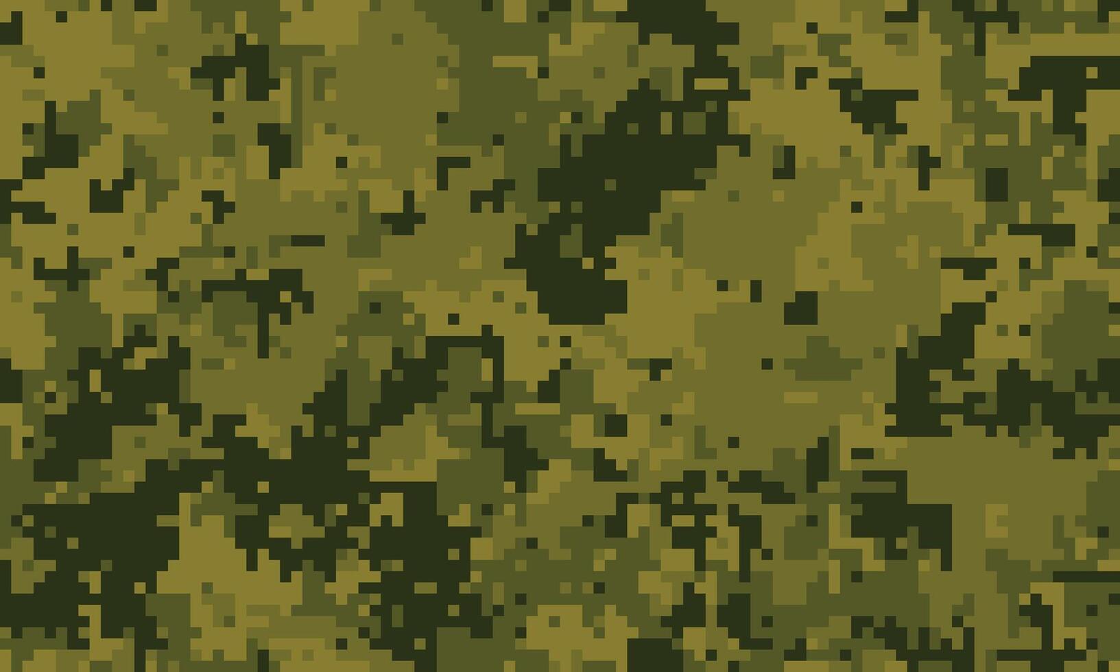Abstract digital camouflage pattern in olive green and dark green tones. Ideal for backgrounds, textures, or militarythemed designs. The pixelated style creates a sense of concealment and mystery. vector