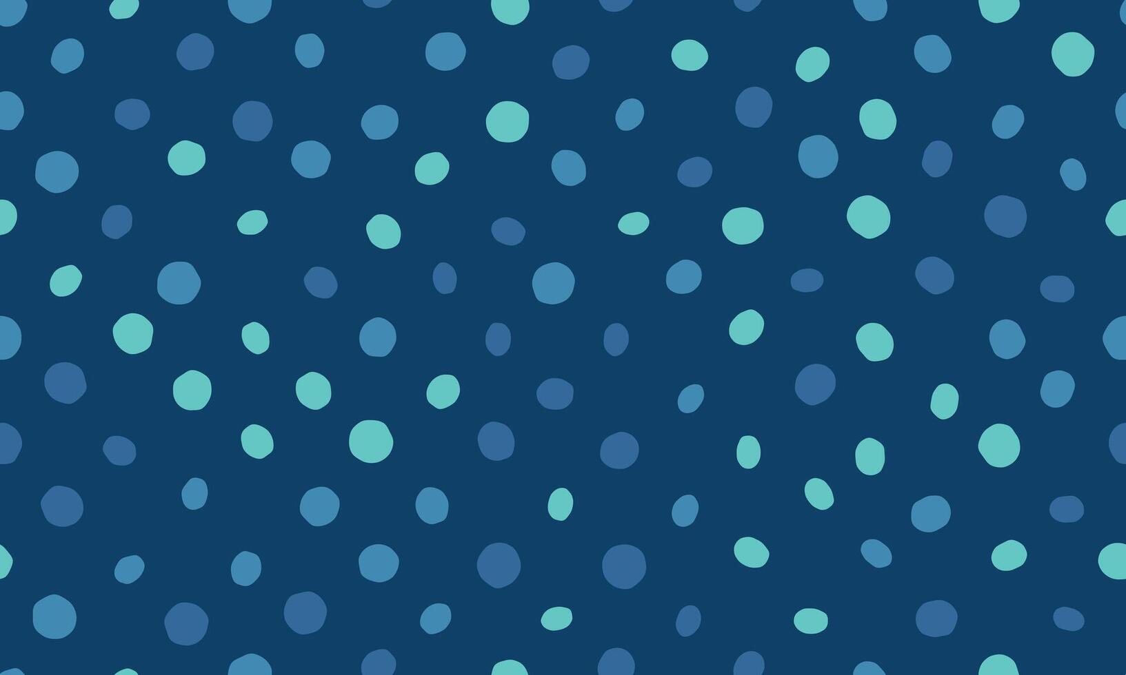 Seamless pattern of handdrawn teal and blue circles on a navy background. Perfect for textile design, website backgrounds, or playful branding. Evokes feelings of calm and creativity. vector