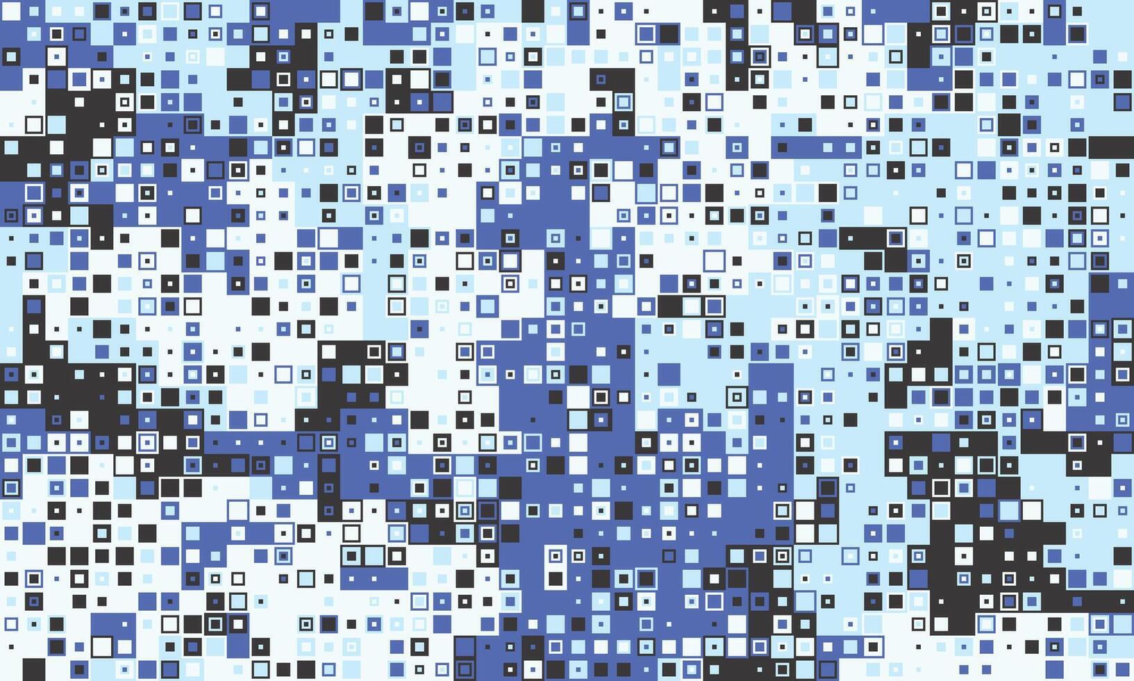 Abstract digital art featuring a dynamic mosaic of blue, white, and black squares. Perfect for tech, data visualization, or modern design projects. vector