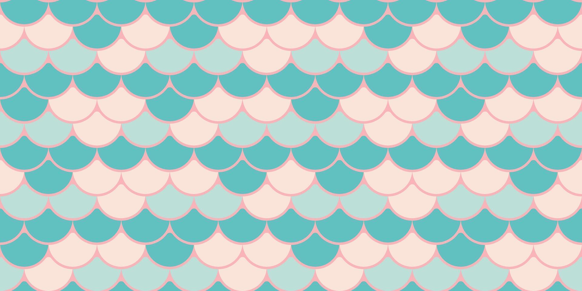 Seamless pastel mermaid scales pattern. Perfect for fabric, wallpaper, or website backgrounds. Evokes a whimsical, feminine, and tranquil mood. Ideal for projects needing a playful, elegant design. vector