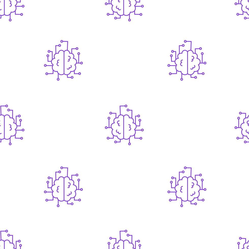 Human Brain with Circuit Board Seamless Pattern vector
