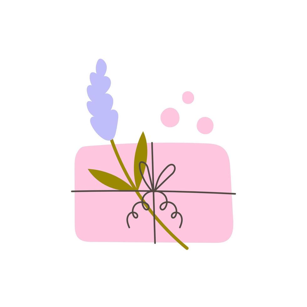 Handmade Soap Bar with Lavender Sprig vector