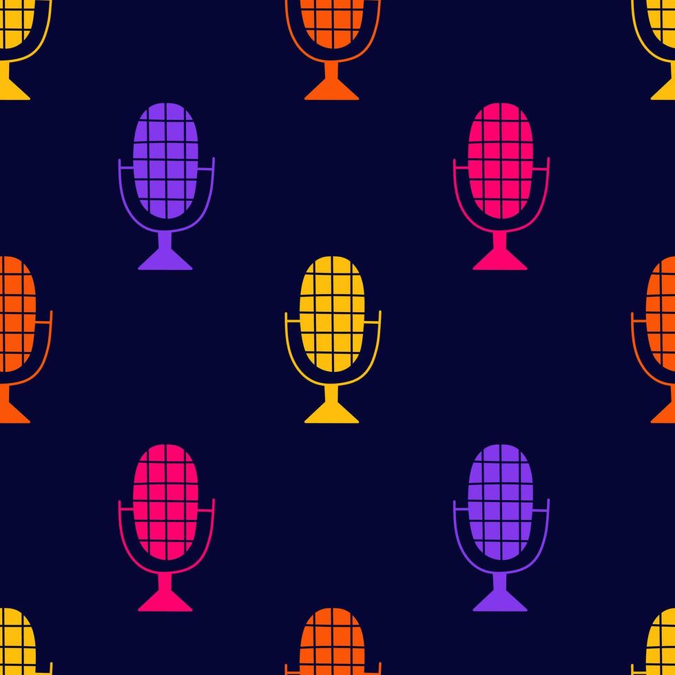 Microphone Multicolored Seamless Pattern vector