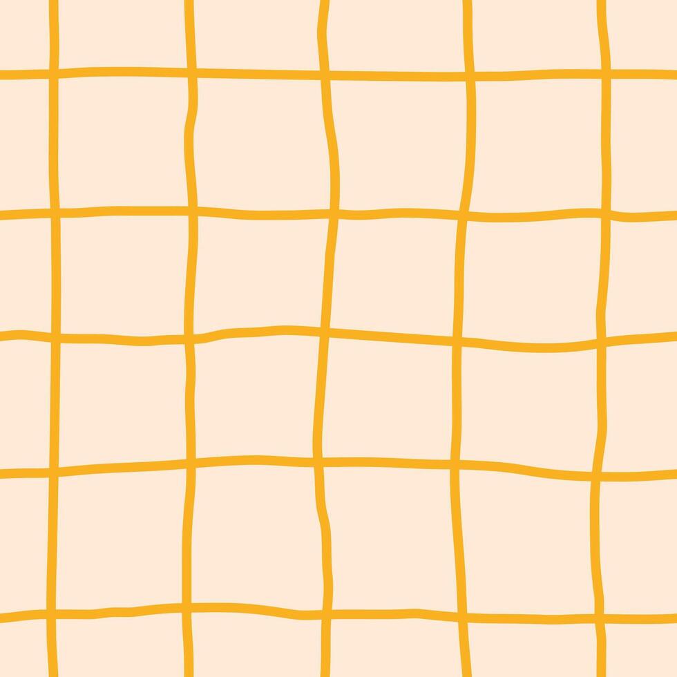 Yellow Grid Hand Drawn Seamless Pattern vector