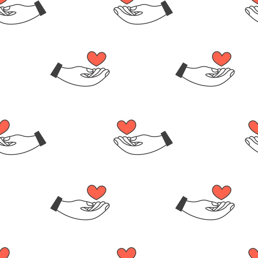 Hand Holding Heart Shape Seamless Pattern vector
