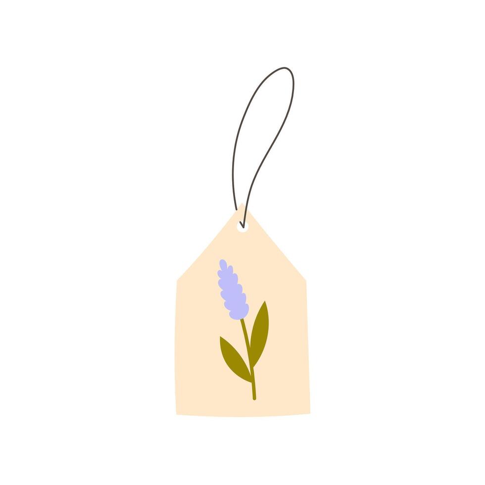 Tag with Lavender Flower and String vector