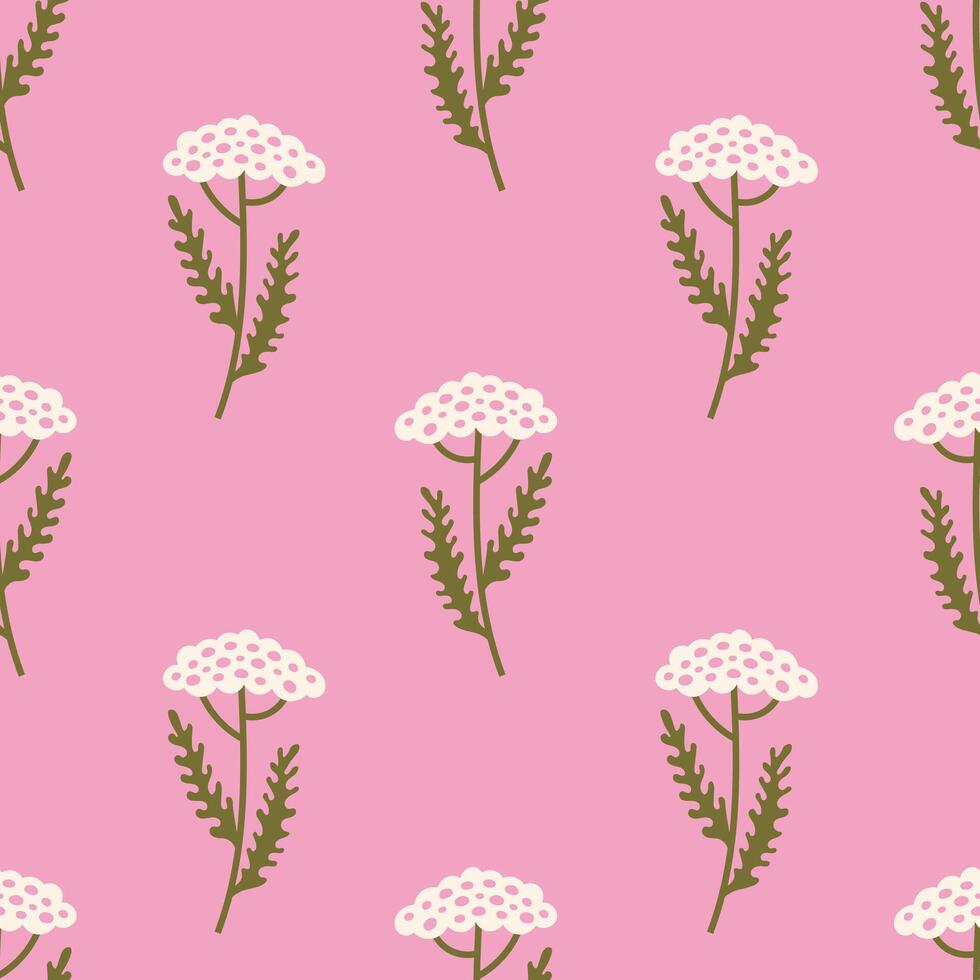 Yarrow Hand Drawn Seamless Pattern vector