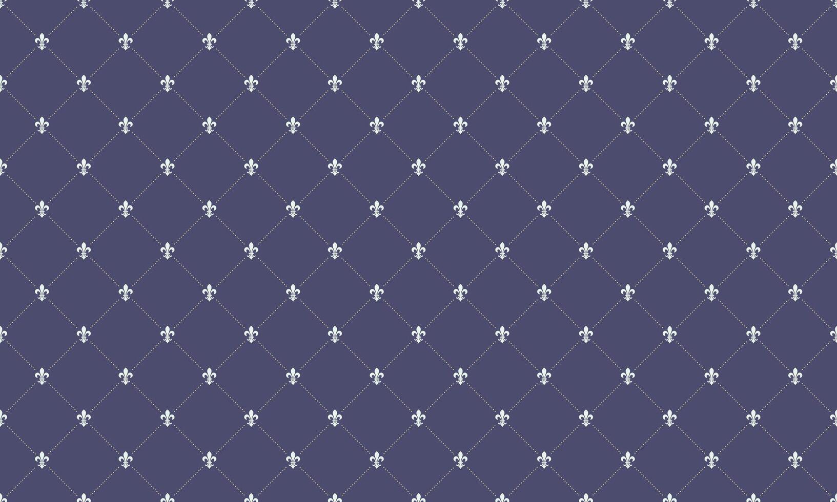 Elegant fleurdelis pattern on a deep blue background. Perfect for website backgrounds, invitations, or textile designs. This sophisticated, repeating design evokes luxury and tradition. vector