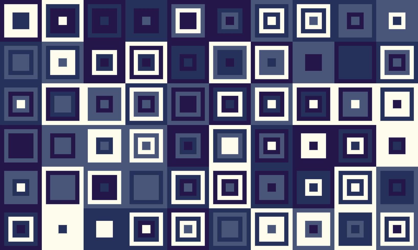 Abstract geometric background featuring a mesmerizing array of nested squares in varying shades of blue and white. vector