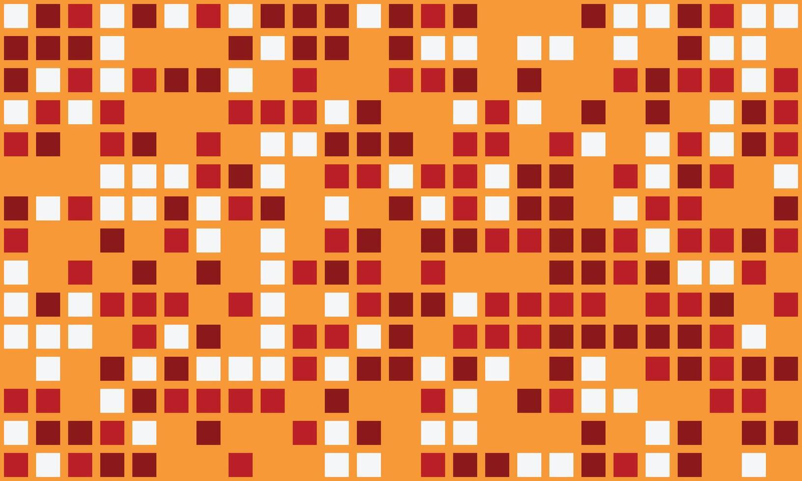 Abstract mosaic pattern of red and white squares on an orange background. Ideal for website banners, tech presentations, or modern design projects. vector