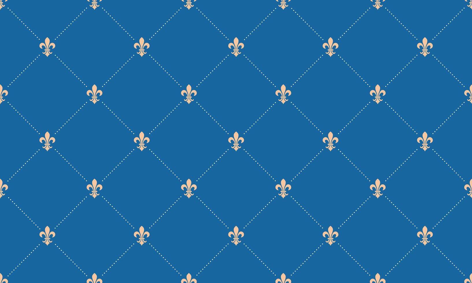 A blue and gold pattern with fleur de lys vector