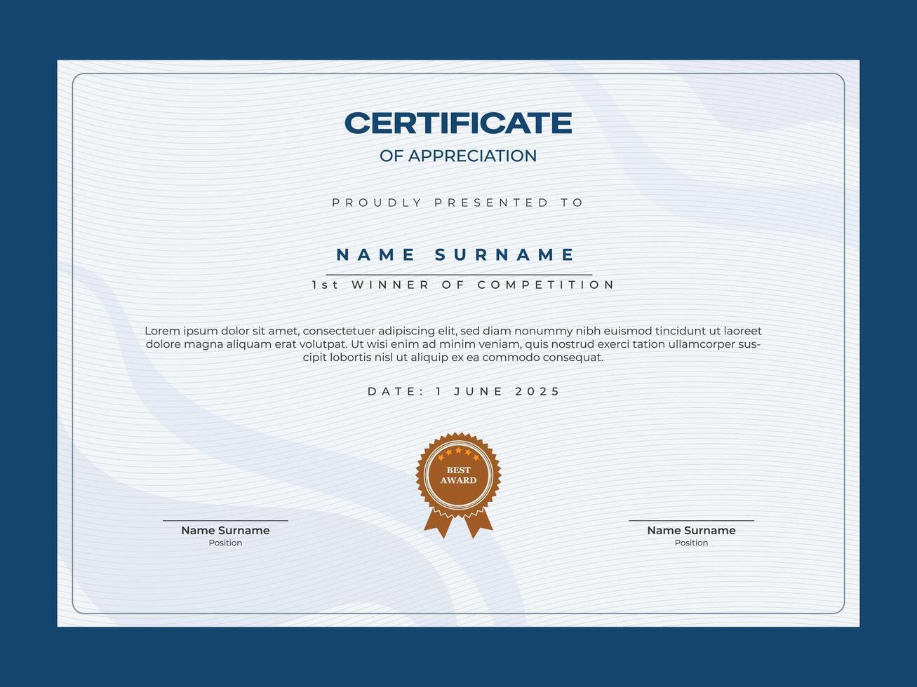 Simple certificate of appreciation design template for business, diploma, graduation. vector