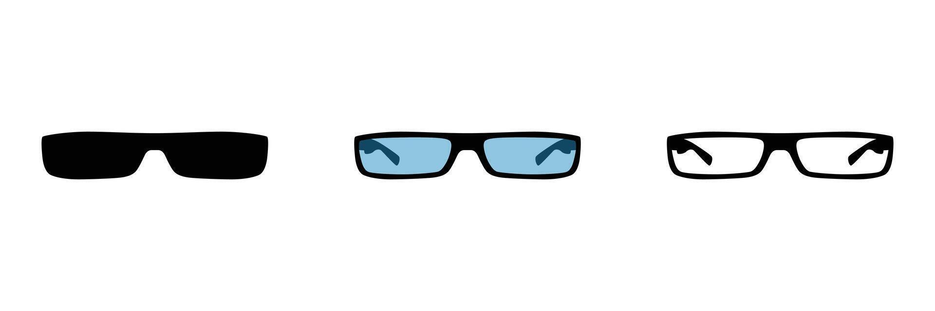 Illustration of wrap around rectangle sunglasses type in various style vector