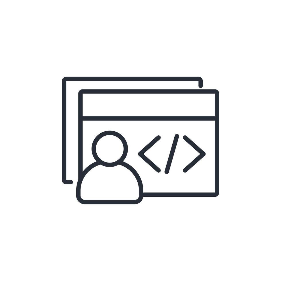 web developer line icons vector